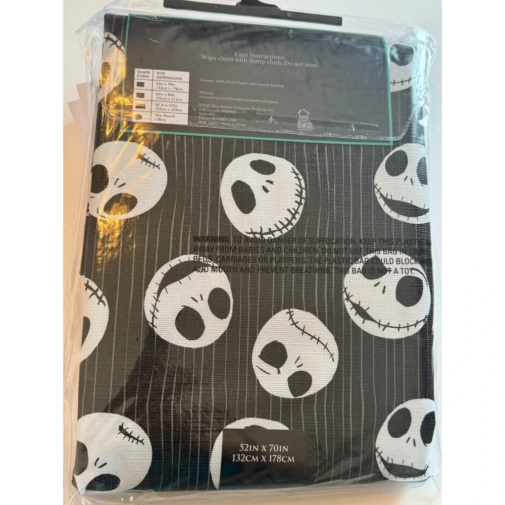 Disney The Nightmare Before Christmas Flannelback PEVA Tablecloth Jack 52